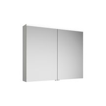 Armoire de toilette EQIO SMART avec éclairage LED, largeur 100cm, hauteur 80 cm, 2 portes, miroir double, bloc interrupteur et prise, étagère en verre, IP24, finition blanc brillant Réf. SPGS100F3666