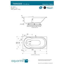 Baignoire balnéo TWINSIDE PREMIUM 170x80 cm blanc Réf. 243225