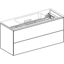 Meuble bas pour lavabo Geberit ONE, avec deux tiroirs, compact: Largeur 104.5cm, Hauteur 46.5cm, Profondeur 39.5cm, Blanc / Laqué ultra-brillant Réf. 500.386.01.1