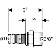 Jonction filetée Mepla, D16-12x17, en laiton Réf 611.534.00.5