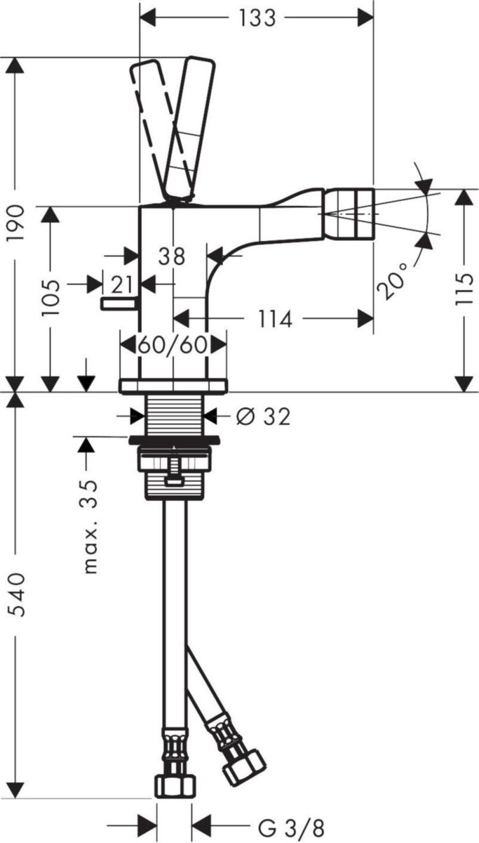 Mitigeur bidet Axor Citterio E réf. 36120000