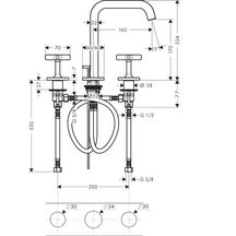 Mélangeur lavabo Axor Citterio E, 3 trous avec rosaces réf. 36108000