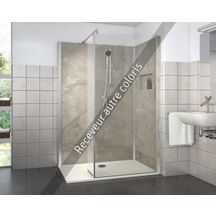 Cabine Vinata Style en angle - orientation droite - dimensions : 1360 x 877 mm - panneaux marbre beige - receveur beige - verre clair Réf. 1416000985 / VISTRMB614090AP