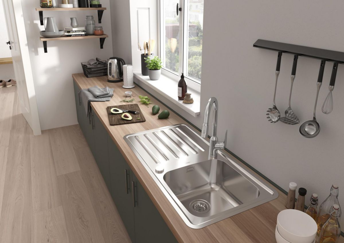 hansgrohe Focus M42 Mitigeur de cuisine 220, avec douchette extractible 2 jets, Chrome