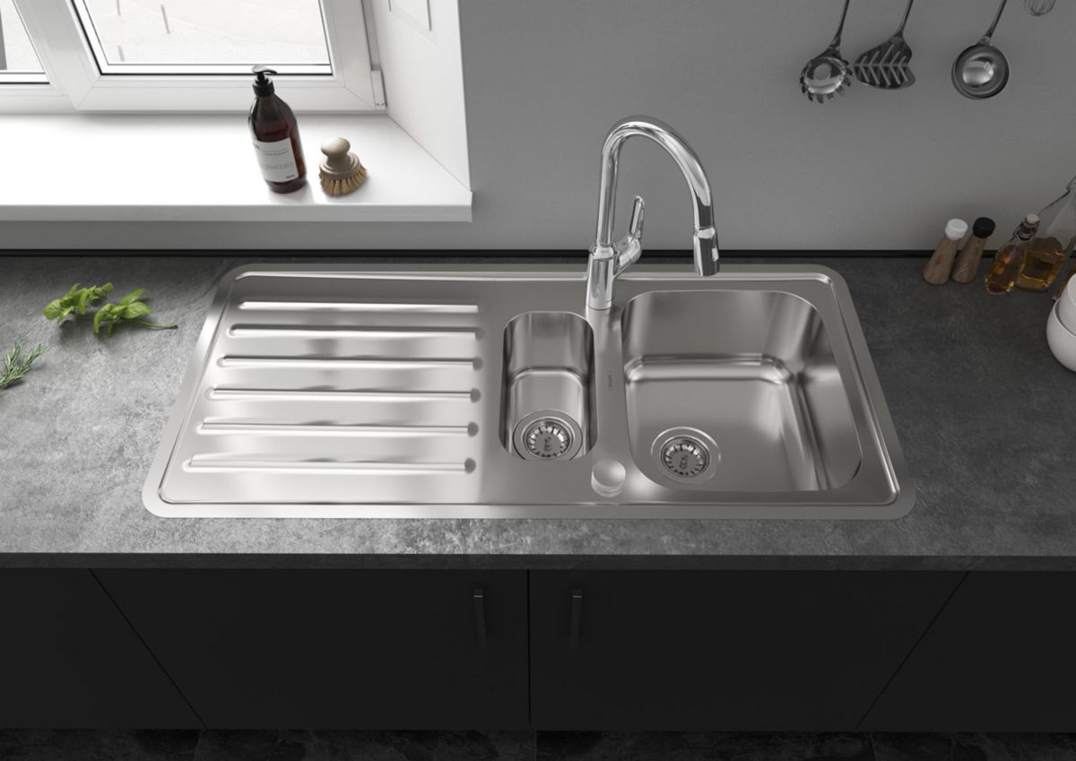 hansgrohe Focus M42 Mitigeur de cuisine 220, avec douchette extractible 2 jets, Chrome