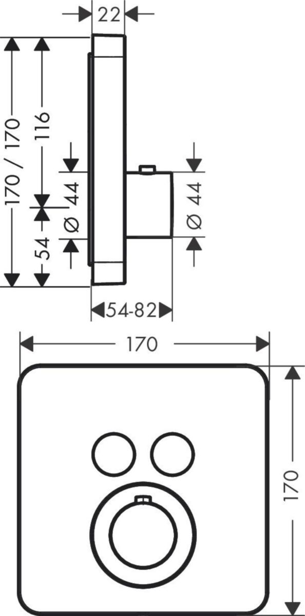 Set de finition pour mitigeur thermostatique ShowerSelect encastré avec 2 sorties réf. 36707000