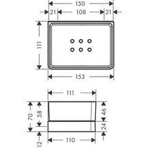 AXOR Universal Softsquare Tablette 150 / 70 pour douche, Aspect acier inoxydable