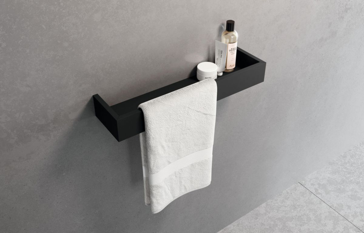 Étagère avec porte-serviette 30 cm finition blanc mat  Réf : R90AKFMPS30-U