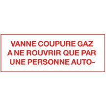 Etiquette vanne coupure gaz Réf 215296