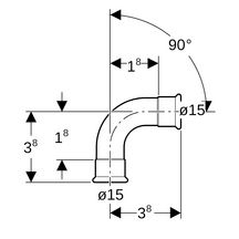 Coude 90° D15mm, acier inox Réf 30102