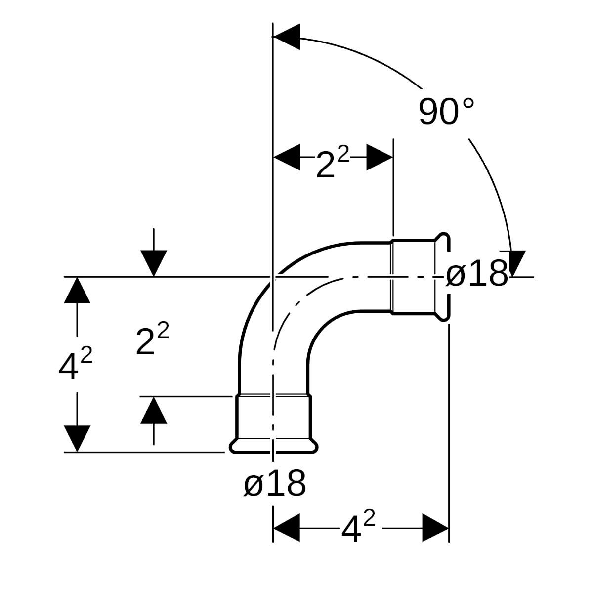 Coude 90° D18mm, acier inox Réf 30103