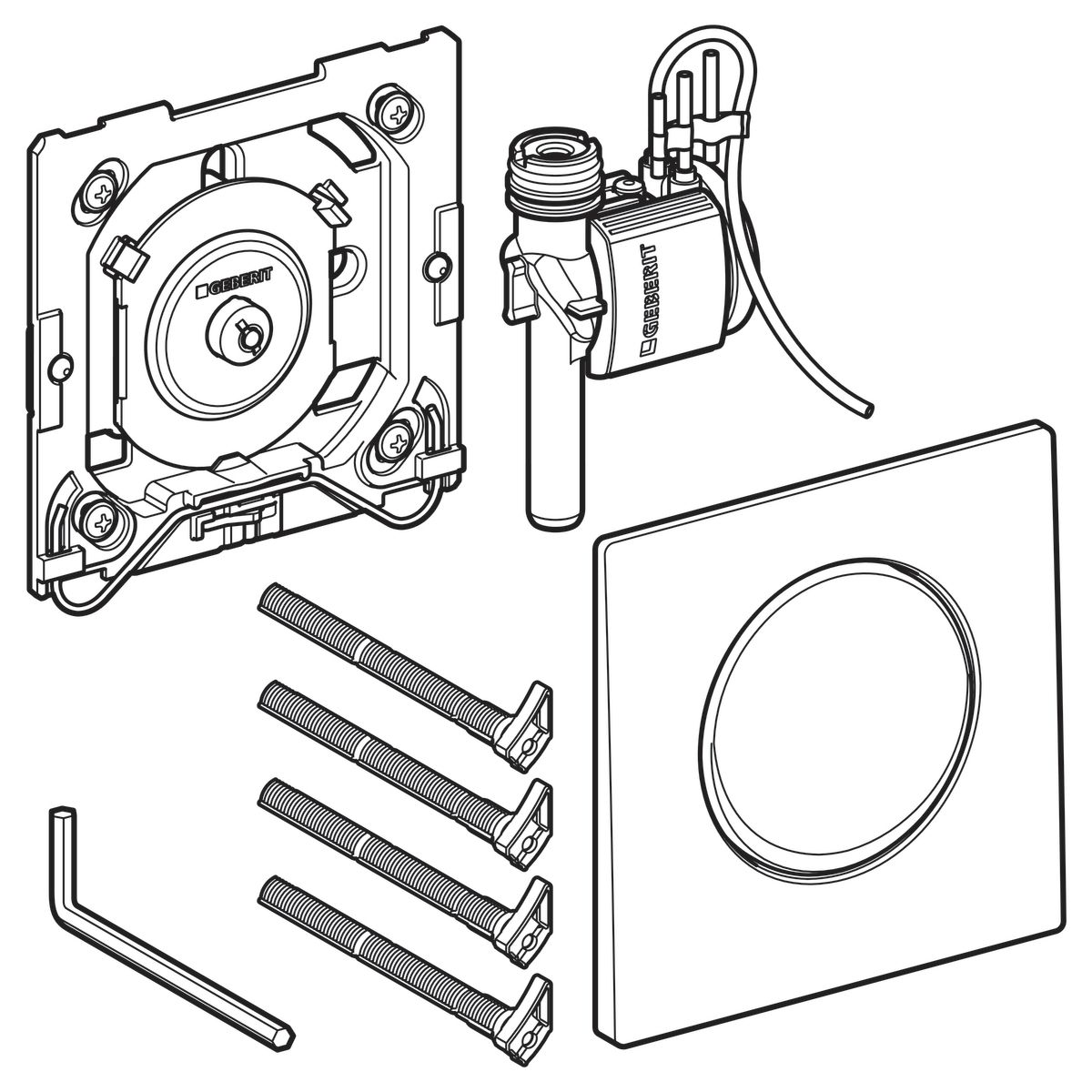 Déclenchement HyTouch Mambo pneumatique encastré pour urinoir, acier inoxydable brossé réf. 116013FW1