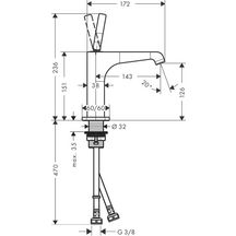 Mitigeur lavabo Axor Citterio E 150 sans tirette ni vidage réf. 36101000