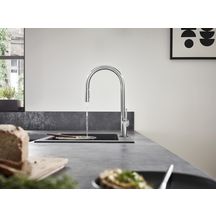 hansgrohe Talis M54 Mitigeur de cuisine 210, avec douchette extractible 2 jets, sBox, Chrome