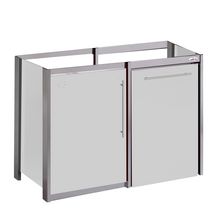 Meuble bas cuisinette METALLINE 120 cm  1 porte avec niche pour réfrigérateur 55 cm, Coloris Glacier