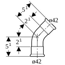 Coude 45° acier carbone D42mm Réf 23607