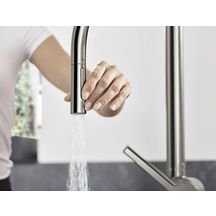 hansgrohe Talis M54 Mitigeur de cuisine 210, avec douchette extractible 2 jets, Aspect acier inox