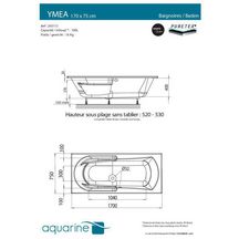 Baignoire rectangulaire YMEA 75x170cm blanc Réf. 243113