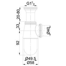 Siphon laiton chromé pour évier 40x49 Altech