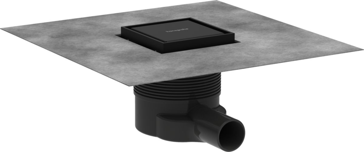 hansgrohe RainDrain Brilliance Siphon de douche 100 /100 carrelable, Noir mat