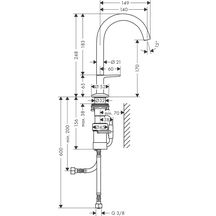 Mitigeur lavabo AXOR ONE Select 170 , bonde Push-Open Aspect acier Réf. 48020800