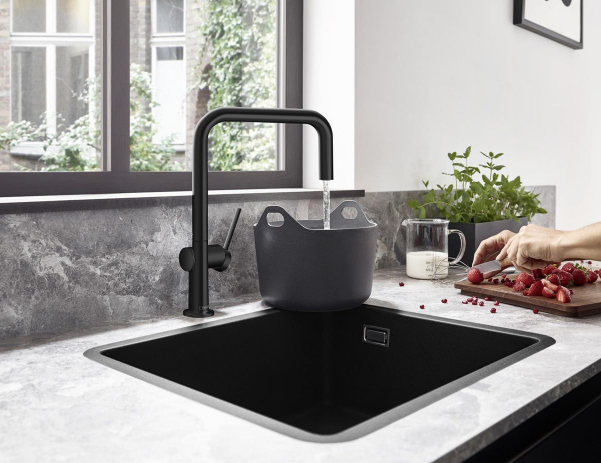 hansgrohe Talis M54 Mitigeur de cuisine U 220, 1 jet, Noir mat