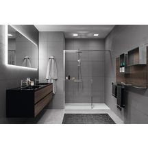 Paroi de douche KUADRA H en niche à droite 160 cm profilé noir réf : KUADHN160D-1H