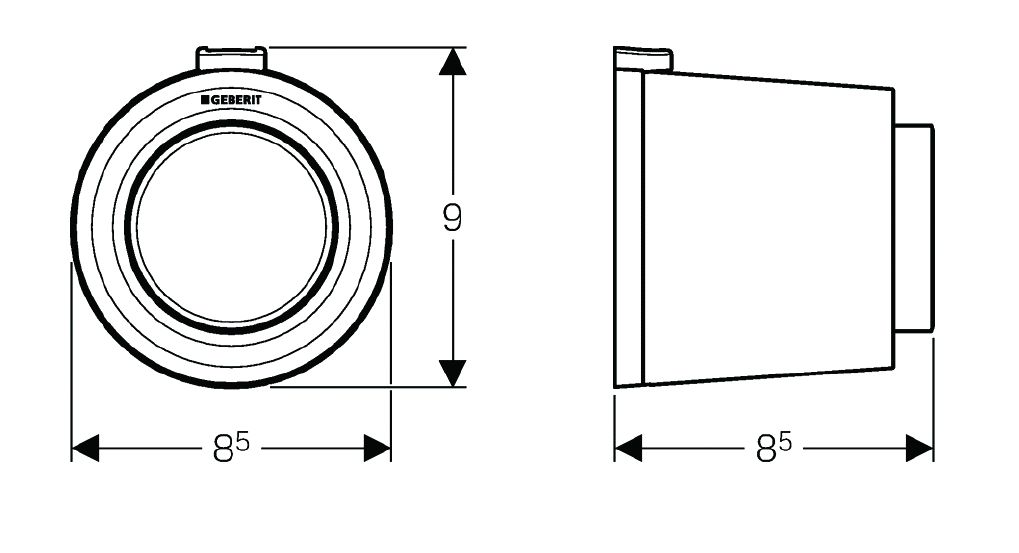 Déclenchement à distance GEBERIT type 01 pneumatique pour rinçage simple touche poussoir apparent Blanc alpin réf. 116046111