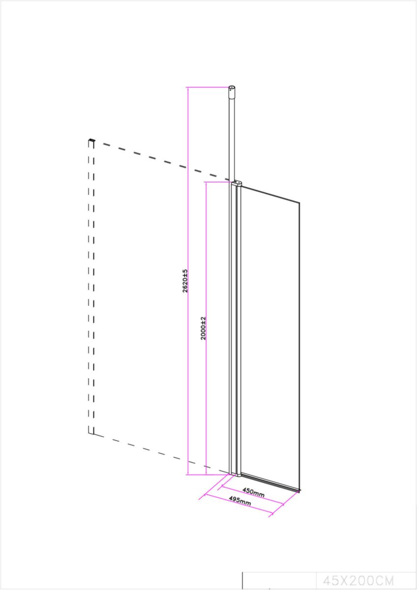 Porte mobile pour adaptation mat pour Paroi Alterna Concerto Walk 45 cm, finition transparent