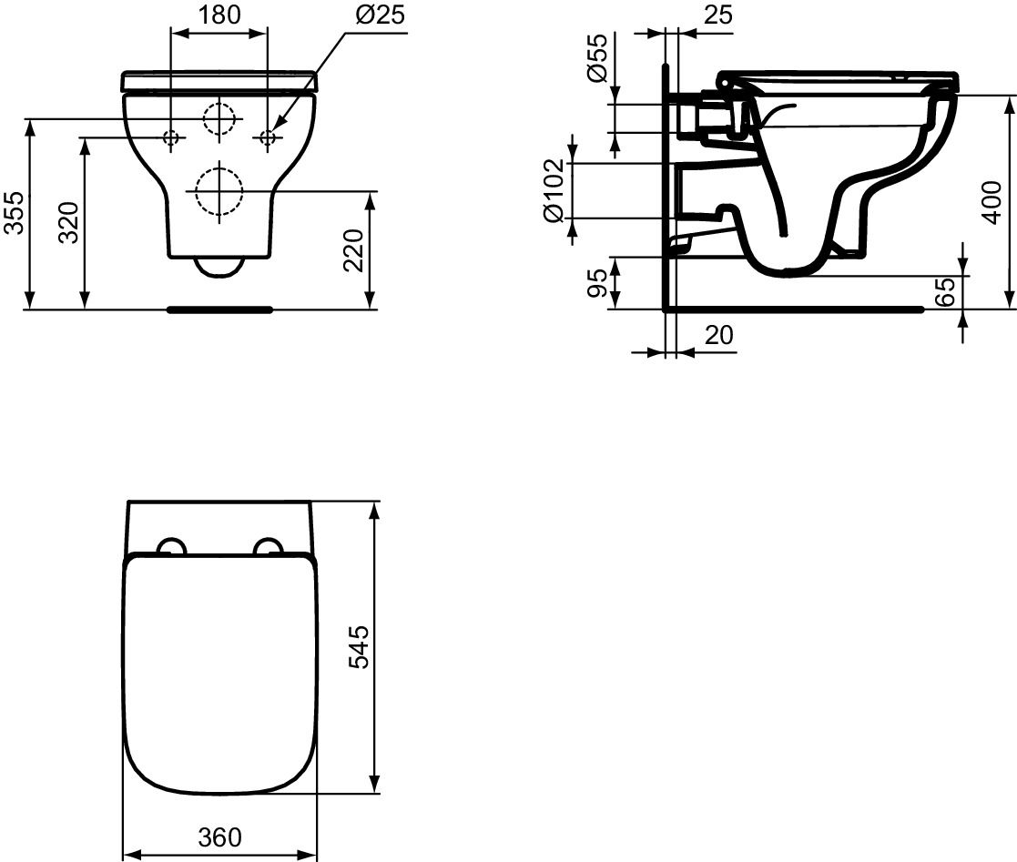 Pack WC suspendu sans bride Okyris RimLS+ avec abattant frein de chute déclipsable finition blanc réf : P023001