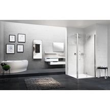 Porte de douche Young 2 1bs 87 gauche extensible 87-91cm verre trempe transparent silver réf Y21BS87S1B