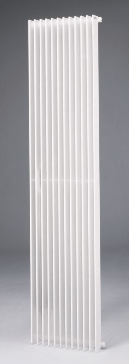 Radiateur eau chaude Acova Clarian vertical simple, puissance 1830W (dT50), hauteur 2000 mm, largeur 600 mm, 15 éléments, raccordement excentré par le bas, Aller/Retour réversible, appareil réversible Haut/Bas, Blanc RAL 9016 Réf. RX04-200-060