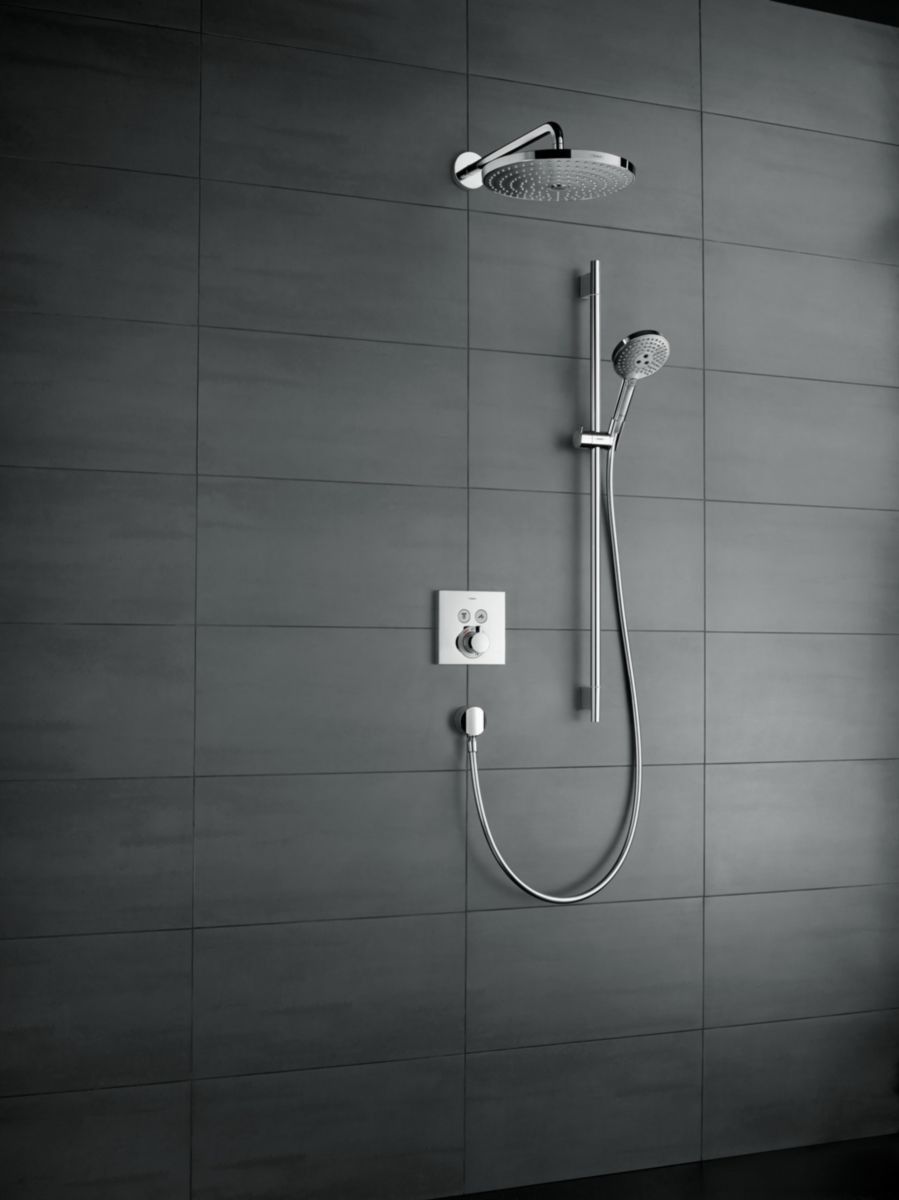 hansgrohe ShowerSelect Set de finition pour mitigeur thermostatique encastré avec 2 fonctions, Noir chromé brossé