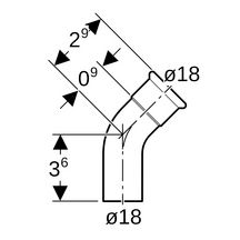 Coude 45 degrés avec extrémité à emboîterD18mminox réf 30703