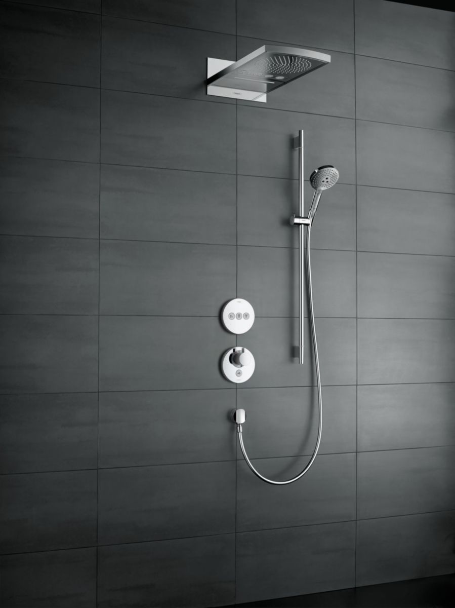 hansgrohe Raindance Select S Ensemble de douche 120 3jet EcoSmart avec barre Unica'S puro 90 cm et porte-savon, Chrome