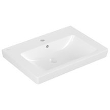 Lavabo SUBWAY 2.0 pour robinetterie à 3 trous, trou de robinetterie central percé avec trop-plein 650 x 470 mm blanc Réf. 71136501