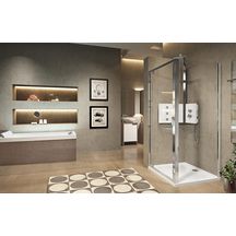 Paroi de douche lunes 2.0 panneau fixe 78 extensible 78 - 84 cm en verre trempé transparent silver réf. LUNF78-1B