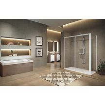 Paroi de douche LUNES 2.0 2P 156 extensible.156-162 CM verre trempé transparent blanc réf : LUN2P156-1A