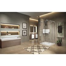 Paroi de douche Cote DR Lunes 2.0 AH 126 extensible 126 - 129 cm sérigraphié blanc Réf. LUNAH126LD-78A