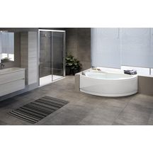 Baignoire VOGUE 165x85cm hydro + désinfection, avec châssis, vidage automatique, pupitre électronique, réglage air/eau, injecteurs whirpool 6 jets chromés, repose-tête, version gauche, blanche réf. VOG316585PCS-A0K