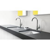 hansgrohe Logis Mitigeur de lavabo 210 bec haut avec tirette et vidage synthétique, Noir mat