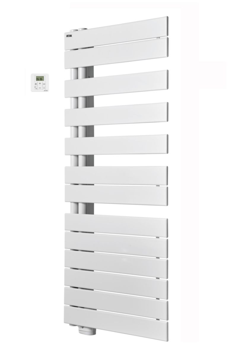 Sèche-serviette électrique Acova Fassane Spa Twist Electrique pivot à gauche , commande radiofréquence RF, puissance 750W, hauteur 1206 mm, largeur 550 mm, Blanc RAL 9016 Réf. TFLT075-055/GF