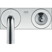 AXOR Uno Mitigeur de lavabo encastré mural avec plaque, bec 225 mm, bonde à écoulement libre, Noir chromé brossé