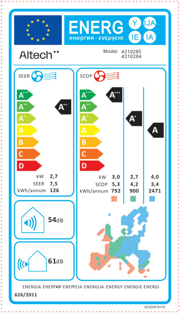 Unité intérieure de climatisation Altech ALTe100 2,7kW mono/multi R32