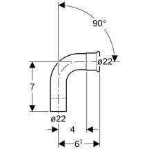 Coude 90 degrés acier avec extrémité à emboîter MF D22mm réf 20304