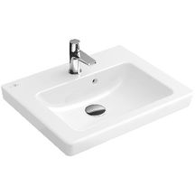 Lave-mains SUBWAY 2.0 pour robinetterie monotrou, trou de robinetterie percé avec trop-plein 500 x 400 mm blanc ceramicplus Réf. 73155GR1