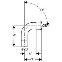 Coude 90 degrés acier avec extrémité à emboîter MF D28mm réf 20305