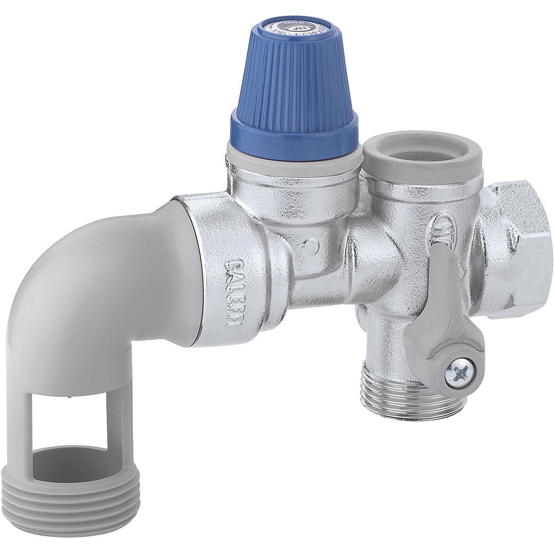 Groupe sécurité avec siège inox (manette soupape bleu) embout coudé pivotant GS20CI