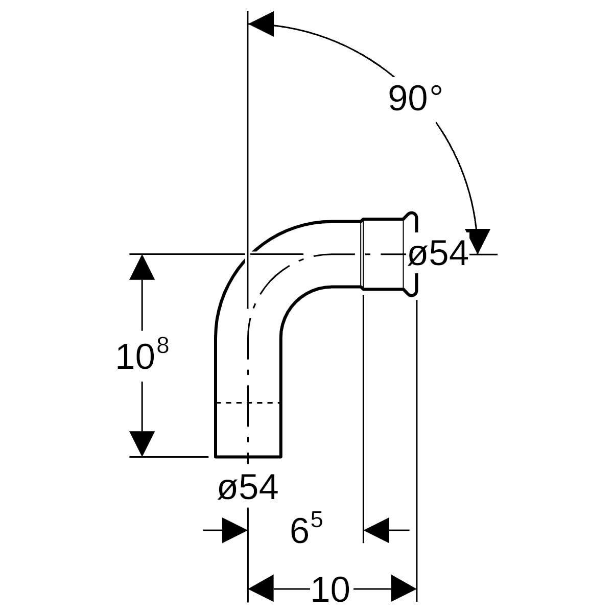 Coude 90 degrés acier avec extrémité à emboîter MF D54mm réf 23308