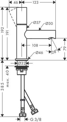 AXOR Uno Mitigeur de lavabo 80, poignée zéro, bonde à écoulement libre, Aspect acier inoxydable